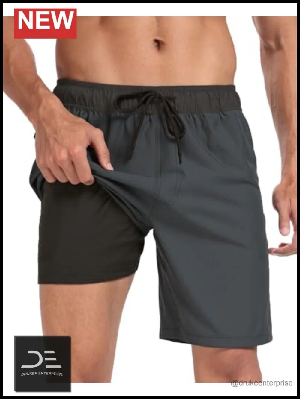 Men's Swim Trunks with Compression Liner 2 in 1 Quick Dry Pockets